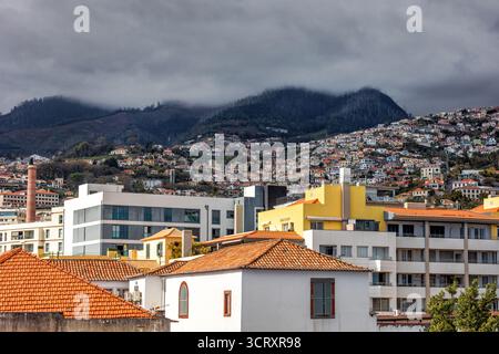 Vista panoramica della città di Funchal, Madeira, Portogallo Foto Stock