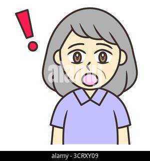 donna anziana con punto esclamativo Foto Stock