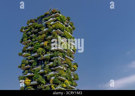 Il Bosco Vertical, un complesso di due grattacieli residenziali progettato da Boeri Studio e situato nel quartiere porta nuova di Milano, Italia. Foto Stock