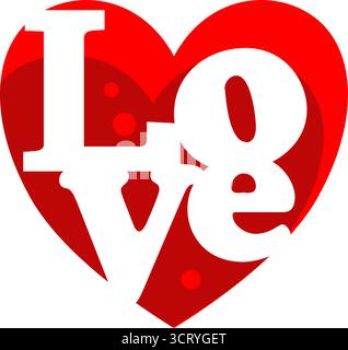 Cuore rosso con ritaglio parola d'amore - illustrazione vettoriale Illustrazione Vettoriale