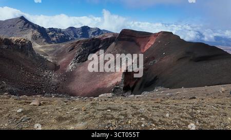 Questo è il cratere rosso del Monte Tongariro, il Parco Nazionale di Tongariro. Foto Stock