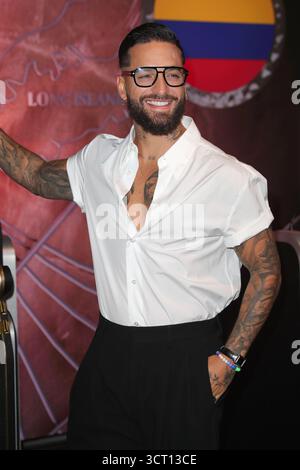 NEW YORK, NEW YORK – 3 OTTOBRE: La superstar colombiana Maluma illumina l'Empire State Building in occasione del suo prossimo Don Juan World Tour il 3 ottobre 2025 a New York. L'artista nominato ai Grammy ha segnato l'occasione con fan e media, aggiungendo il potere della stella latina a uno dei monumenti più iconici della città. (Foto: Giada Papini Rampelotto/EuropaNewswire) Foto Stock
