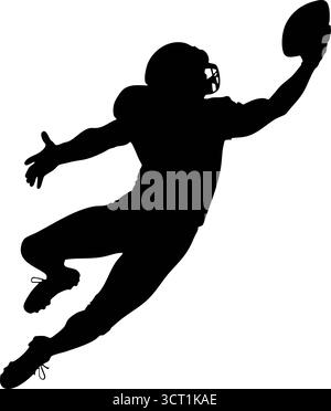 Silhouette di un giocatore di football americano che salta palla alta. Illustrazione della silhouette. Illustrazione vettoriale. Simbolo icona. eps 10 Illustrazione Vettoriale