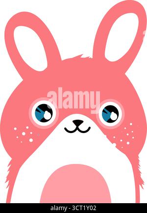 graziosa illustrazione vettoriale rosa a testa coniglietta Illustrazione Vettoriale