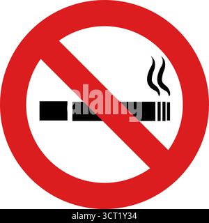icona del vettore del segno di divieto di fumo Illustrazione Vettoriale