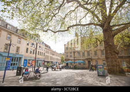 Vista su Kingsmead Square, Bath nel Somerset nel Regno Unito Foto Stock