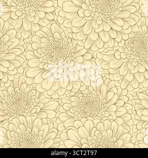 Splendido motivo senza cuciture con fiori disegnati a mano in colori vintage Illustrazione Vettoriale