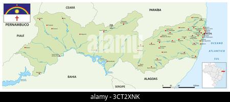 Mappa dello stato brasiliano di Pernambuco Foto Stock