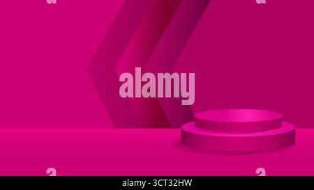 Podio cilindro rosa con spazio di copia sullo sfondo Illustrazione Vettoriale