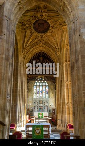 Interno della chiesa Minster di Santa Maria, Ilminster, Somerset, Inghilterra, Regno Unito Foto Stock