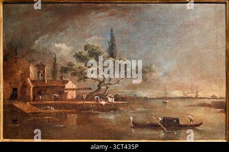 FRANCESCO GUARDI (Venezia, 1712 - 1793), Isola dell'Anconeta, Isola dell'Anconeta, anni '1760, gallerie dell'Accademia, Galleria dell'Accademia, campo della C. Foto Stock