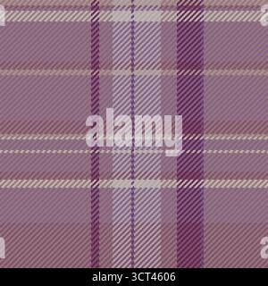Tessuto vettoriale bobina, controllo sfondo texture vittoriana. Tartano in tessuto a quadri Lady senza cuciture in colori pastello e rosa. Illustrazione Vettoriale