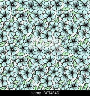 Sfondo senza cuciture con rami di alberi in fiore in bianco e nero Illustrazione Vettoriale