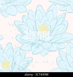 motivo senza cuciture con fiori di loto Illustrazione Vettoriale