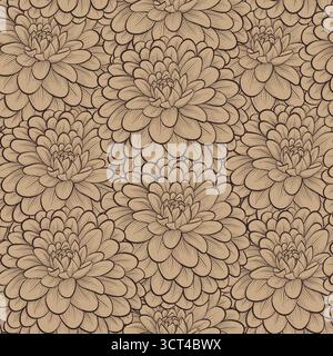 Splendido motivo senza cuciture con fiori disegnati a mano in colori vintage Illustrazione Vettoriale