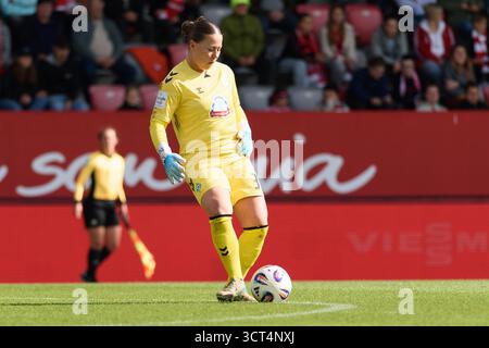 Monaco, Germania. 4 ottobre 2025. Portiere Mariella El Sherif (39 SV Werder Brema) durante il Google Pixel Frauen Bundesliga match tra FC Bayern Monaco e Werder Brema al FC Bayern Campus di Monaco, Germania. Credito: SPP Sport Press Photo. /Alamy Live News Foto Stock