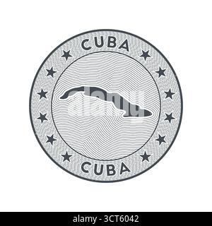 Vettore badge rotondo Cuba. Francobollo rotondo con la forma di Cuba, isolini e nome circolare del paese. Emblema fantastico. Illustrazione Vettoriale