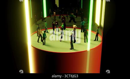 Rendering 3d delle persone all'interno della cupola di vetro Foto Stock