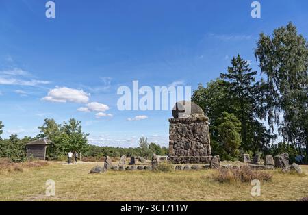 Hermann Loens Denkmal am Wietzer Berg a der Lueneburger Heide. Suedheide, Niedersachsen, Deutschland Foto Stock