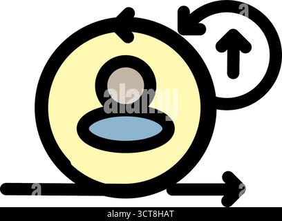 Questa icona rappresenta la natura iterativa e incrementale dello sviluppo agile, che mostra il miglioramento continuo e i progressi verso l'alto in un uomo di progetto Illustrazione Vettoriale