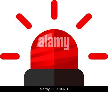 icona rossa lampeggiante del vettore della sirena di emergenza Illustrazione Vettoriale