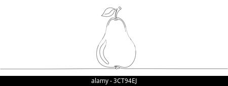 Pear, disegno su una linea. Frutta tritata con una linea continua. Illustrazione vettoriale minimalista disegnata a mano. Traccia modificabile Illustrazione Vettoriale