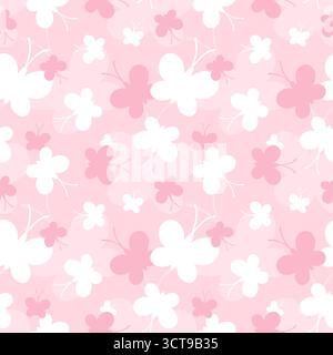 Butterfly grazioso motivo senza cuciture. Farfalle ripetute. Sfondo rosa. Paterna Buterfly. Le farfalle vengono stampate. Design a fiori ripetuti. Tessuto per bambine Illustrazione Vettoriale