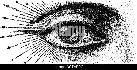 Intricati punteggiamenti dell'occhio dell'artrite reumatoide con design a gradazione. Illustrazione Vettoriale