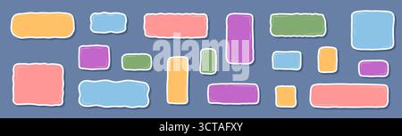 Set di testo adesivo colorato per scarabocchi Illustrazione Vettoriale