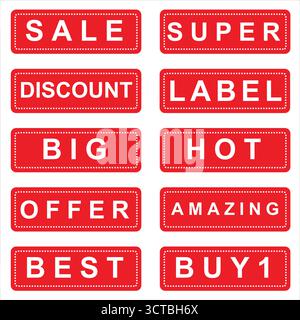 Set di etichette e tag di vendita colorati per il social media marketing – vettore modificabile su sfondo bianco. File vettoriale modificabile perfetto per i social media. Illustrazione Vettoriale