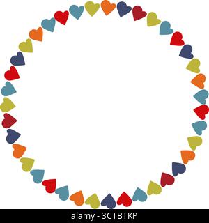 Riquadro vuoto cuore lineare disegnato a mano. Carino modello disegnato a mano. Cornice con spazio vuoto per il testo Illustrazione Vettoriale