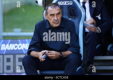 Roma, Italia. 4 ottobre 2025. Maurizio Sarri allenatore della Lazio durante il campionato italiano di serie A tra SS Lazio e Torino FC Foto Stock