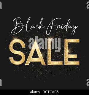 Elegante e lussuoso sfondo Black Friday sale con un design testuale luccicante Illustrazione Vettoriale