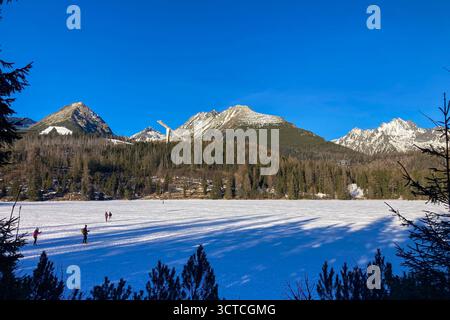 SLOVACCHIA, STREBSKE PLESO - 30 DICEMBRE 2024: Paesaggio invernale di Strbske pleso, località sciistica, turistica di punta, e stazione di salute situata in Foto Stock
