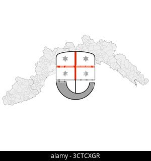 Stemma e mappa regionale della Liguria, Italia, illustrazione vettoriale Illustrazione Vettoriale