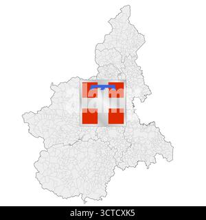 Piemonte, Piemonte stemma regionale e mappa, Italia, illustrazione vettoriale Illustrazione Vettoriale
