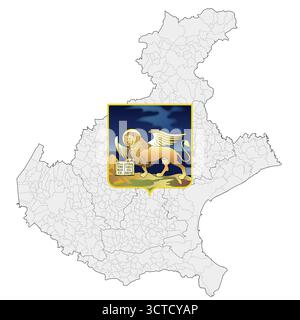 Stemma e mappa regionale Veneto, Italia, illustrazione vettoriale Illustrazione Vettoriale