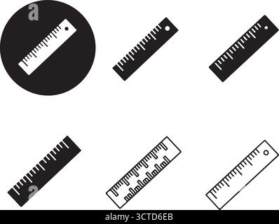 Righelli neri in vari orientamenti ideali per lavori di progettazione su silhouette di sfondo trasparente Illustrazione Vettoriale