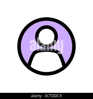 Icona profilo utente. Semplice pulsante circolare per la silhouette della persona. Icona del vettore di disegno piatto. Illustrazione Vettoriale