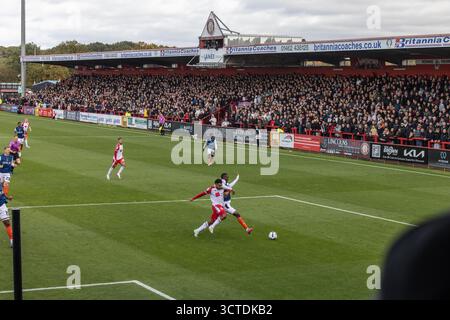 Vista generale dello stadio di casa dello Stevenage FC e del Lamex Stadium durante la partita. Foto Stock