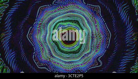 I motivi vorticosi dai colori vivaci creano un design astratto che attira l'attenzione. Le forme intricate si fondono e si fondono in un'incantevole visua Foto Stock