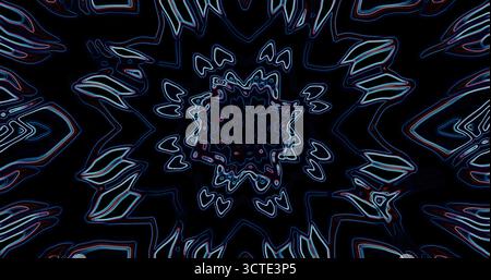 Questa opera d'arte presenta una visualizzazione dinamica di motivi vorticosi e colori brillanti. Il design complesso crea un'esperienza visiva accattivante, disegnando Foto Stock