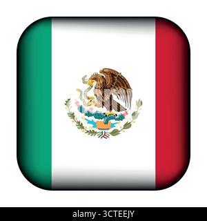 Pallina leggera in vetro con bandiera del Messico. Sfera rotonda, icona modello. Simbolo nazionale delle isole messicane. Sfera realistica lucida, vettore astratto 3D. Illustrazione Vettoriale