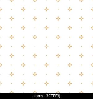 Semplice motivo senza cuciture. Piccolo fiore dorato su sfondo bianco. Consistenza ripetuta dei fiori dorati. Paterna delle foglie astratta. Ripetendo graziose foglie floreali Illustrazione Vettoriale