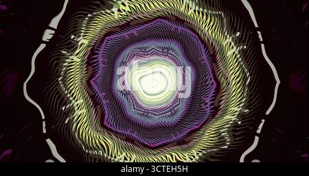 I motivi vorticosi dai colori vivaci creano un design affascinante. La grafica presenta forme concentriche con sfumature uniformi, che catturano l'attenzione del visualizzatore Foto Stock