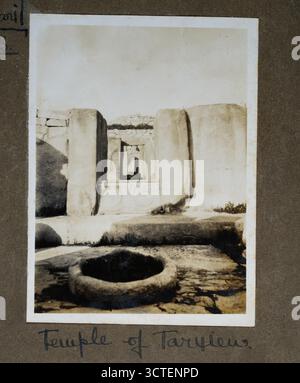 Fotografia d'epoca dei Templi di Tarxien, Malta, 1923, XX secolo Foto Stock