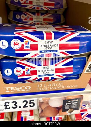 Il supermercato Tesco dozzine di uova all'aperto Foto Stock