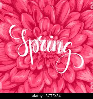 Primavera. Calligrafia disegnata a mano e scrittura a pennello. Illustrazione Vettoriale