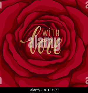 Con amore. Calligrafia disegnata a mano e scrittura a pennello. Illustrazione Vettoriale