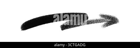 Freccia graffiti in stile art con forma curva. Spruzzare la consistenza e l'ombreggiatura della grana in bianco e nero. Freccia di graffiti vettoriali per Street art Illustrazione Vettoriale